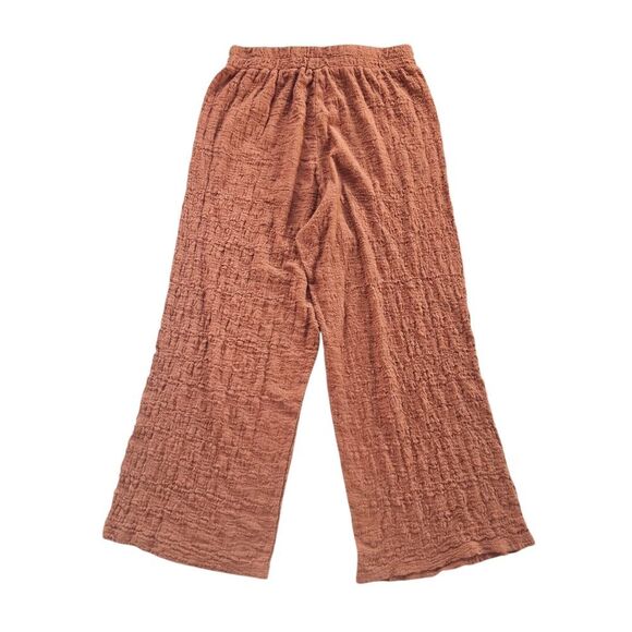Mango Women's Clay Crinkle Effect High Rise Pull On Wide‎ Leg Pants Size Medium - Picture 1 of 8